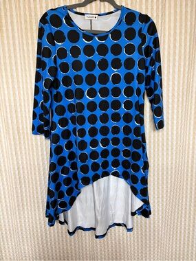 Nuggles Blue & Black Polka Dot High-Low Tunic